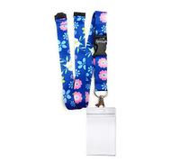 Waterproof Id Badge Holder Zip-Lock Design + Beautiful SpiriuS Lanyard Neck Strap with Metal Clip (Pink Flowers)
