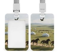 Waterproof Idyllic Nature Scene Id Badge Holders with Breakaway Lanyard, Heavy Duty Work Card Holder, Clear Vertical, Name Tag Holder for Nurse/Teacher/Doctor/Officer/Staff