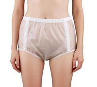 Waterproof Incontinence Pants, Adult Leakproof Underwear, Transparent TPU Diaper with Snap Buttons on Both Sides, Suitable for Elderly Incontinence Care, UnisexWhite (Frosted),L