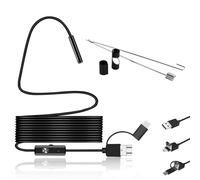 Waterproof Industrial Endoscope Camera, 3 Types of Connectors, Endoscope Inspection Camera, Dual-Lens, IP 67 Waterproof Inspection Camera for Android, PC, Tablet Devices (1.5m Rigid Cable)