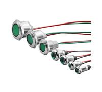 Waterproof IP67 Metal LED Warning Indicator Light Signal Lamp Pilot Wire 3V 5V 12V 24V 110V 220V 6/8/10/12/16/19/22mm 1pcs(Green,19MM_3-6V)