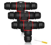 Waterproof IP68 T-shaped Junction Box, 3 Pieces Junction Boxes, 3-Pin Earth Cable Connection for Ø3-12 mm Cable Diameter, with a Screwdriver
