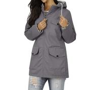 Waterproof Jacket 3-In-1 Lightweight Windbreaker Breathable Raincoat Ladies Hoody Softshell Rain Coats Drawstring Zip Up Trench Coat with Pockets for Outdoor Hiking