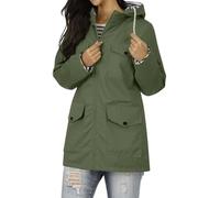 Waterproof Jacket 3-In-1 Lightweight Windbreaker Breathable Raincoat Ladies Hoody Softshell Rain Coats Drawstring Zip Up Trench Coat with Pockets for Outdoor Hiking