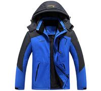 Waterproof Jacket For Men Outdoor Warm Windbreaker Jackets with Detachable Hooded Thickened Inner Fleece Patchwork Raincoat Casual Sports Coats Hiking Climbing Snow Rainwear Plus Size 6XL