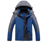 Waterproof Jacket For Men Outdoor Warm Windbreaker Jackets with Detachable Hooded Thickened Inner Fleece Patchwork Raincoat Casual Sports Coats Hiking Climbing Snow Rainwear Plus Size Clearance 6XL