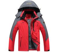 Waterproof Jacket For Men Outdoor Warm Windbreaker Jackets with Detachable Hooded Thickened Inner Fleece Patchwork Raincoat Casual Sports Coats Hiking Climbing Snow Rainwear Plus Size 6XL