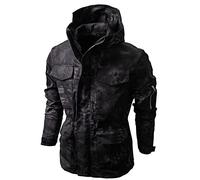 Waterproof Jacket for Men Rain Pullover Camouflage Hoodie Jacket Combat Hunting Sweatshirt Lightweight Hooded Windbreaker Outdoor Raincoat Breathable Windproof Shell Camping Hiking Fishing