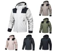 Waterproof Jacket for Men UK Ski Warm Winter Coat Detachable Hooded Men Windproof Jackets Thermal Outwear Thicken Camping Windbreaker Clothes for Outdoor White M
