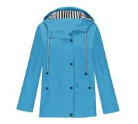 Waterproof Jacket for Women Uk Lightweight Casual Windproof Hooded Raincoat Outdoor Plus Size Hiking Drawstring Ladies Jackets light weight packable ladies waterproof jacket Sky Blue S