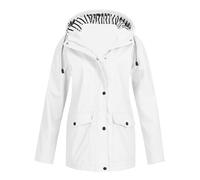 Waterproof Jacket for Women Uk Lightweight Casual Windproof Hooded Raincoat Outdoor Plus Size Hiking Drawstring Ladies Jackets lightweight waterproof jacket womens black White L