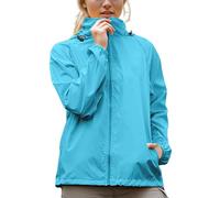 Waterproof Jacket for Women Uk Solid Lightweight Windproof Hooded Thin Raincoat Casual Trendy Outdoor Sport Running Travel Jackets ladies rain jackets waterproof lightweight Sky Blue M