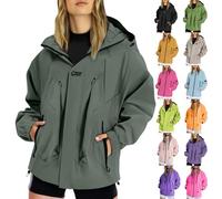 Waterproof Jacket Lightweight for Women Waterproof Coat Long Sleeve Full Zip Raincoat Women Jackets Windbreaker with Hood Casual Rain Coat for Hiking Walking Cycling Outwear