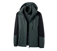 Waterproof Jacket Mens 3 in 1 Water Resistant Jacket Warm Windbreak Jackets Detachable 2 Pieces Sets Inner Fleece Thicken Jackets with Hooded Coat Hiking Ski Suit Outdoors Camping Travelling Plus Size