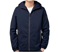 Waterproof Jacket Mens Hooded Lightweight Windbreaker Full Zip Rain Jackets with Hood Plain Colour Drawstring Raincoat Outdoor Active Coats for Walking Cycling Travel Tall
