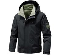 Waterproof Jacket Mens Hooded Outdoor Jackets with Zip Pockets Long Sleeve Relaxed Fit Rain Jacket Plain Colour Casual Tactical Jackets Autumn Fishing Climbing Coats M-5XL