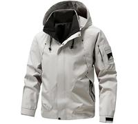 Waterproof Jacket Mens Hooded Outdoor Jackets with Zip Pockets Long Sleeve Relaxed Fit Rain Jacket Plain Colour Casual Tactical Jackets Autumn Fishing Climbing Coats M-5XL