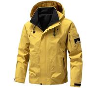 Waterproof Jacket Mens Hooded Outdoor Jackets with Zip Pockets Long Sleeve Relaxed Fit Rain Jacket Plain Colour Casual Tactical Jackets Autumn Fishing Climbing Coats M-5XL