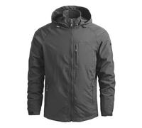 Waterproof Jacket Mens Lightweight Full Zip Windbreaker Outdoor Raincoat Detachable Hooded Softshell Rain Jacket Windproof Military Outerwear for Travelling Camping Running Hiking Grey M