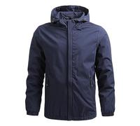 Waterproof Jacket Mens Outdoor Rain Jacket Packable Rain Coats with Zipper Pockets Lightweight Raincoat Windbreaker with Hood for Cycling Running Hiking UK Plus Size Dark Blue