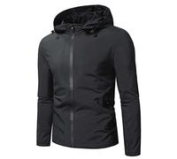 Waterproof Jacket Mens Sale Clearance,Softshell Jacket with Hood Plain Sports Pullover Jackets Zipper Hooded Casual Windbreaker Jacket Lightweight Outdoor Work Military Jacket UK Size 10-20