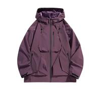 Waterproof Jacket Mens Smart Casual Rain Jacket with Hood Long Sleeve Windproof Work Jackets Solid Colour Softshell Windbreaker Outdoor Winter Coats for Hiking Fishing M-6XL