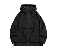 Waterproof Jacket Mens Smart Casual Rain Jacket with Hood Long Sleeve Windproof Work Jackets Solid Colour Softshell Windbreaker Outdoor Winter Coats for Hiking Fishing M-6XL