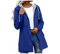 Waterproof Jacket Women Lightweight Longline Raincoats, Ladies Plus Size Drawstring Hooded Rain Jackets Windbreaker Outear for Wet Weather