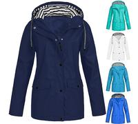 Waterproof Jacket Women Lightweight Windbreaker Rain Jacket Ladies Plus Size Fall Rain Coats with Hood Functional Softshell Trench Coats Outdoor UK Size