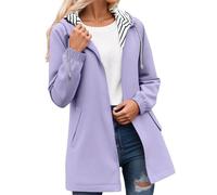 Waterproof Jacket Women - Women's Lightweight Windbreaker Anorak Jacket With Hood Pockets Striped For Outdoor Adventures