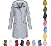 Waterproof Jacket Women Womens Raincoats Waterproof with Hood Plus Size Solid Long Coat Loose Drawstring Full-Zip Hooded Raincoat with Pockets Windproof Rain Coats for Women