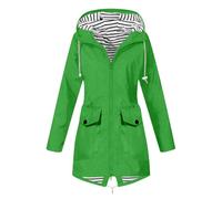 Waterproof Jacket Womens Full Zip Lightweight Rain Jackets Hooded Packable Longline Raincoat Solid Long Sleeve Hiking Warm Overcoat with Pocket Outdoor Windbreaker Softshell Jackets Plus Size S-5xl