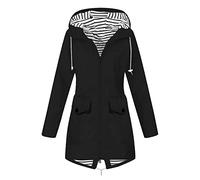 Waterproof Jacket Womens Full Zip Lightweight Rain Jackets Hooded Packable Longline Raincoat Solid Long Sleeve Hiking Warm Overcoat with Pocket Outdoor Windbreaker Softshell Jackets Plus Size S-5xl