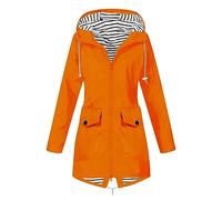 Waterproof Jacket Womens Full Zip Lightweight Rain Jackets Hooded Packable Longline Raincoat Solid Long Sleeve Hiking Warm Overcoat with Pocket Outdoor Windbreaker Softshell Jackets Plus Size S-5xl