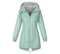 Waterproof Jacket Womens Full Zip Lightweight Rain Jackets Hooded Packable Longline Raincoat Solid Long Sleeve Hiking Warm Overcoat with Pocket Outdoor Windbreaker Softshell Jackets Plus Size S-5xl