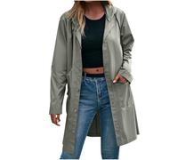 Waterproof Jackets for Women Solid Color Long Sleeves Hoodies Button Front Windbreaker Jackets Lightweight Waterproof Climbing Rain Coat Comfy Outdoor Cold Weather Fall Winter Hooded Trench