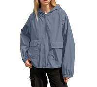 Waterproof Jackets for Women, Solid Full Zip Thin Coats with Hood, Loose Breathable Open Front Sports Jackets, Casual Comfy Work Office Cropped Jacket, Ladies Spring Autumn Sweatshirts