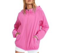 Waterproof Jackets Unisex Solid Color Raincoat Sun Protection Jacket Lightweight Outdoor Skin Coat Waterproof with Storage Bag Summer Fishing Hiking Men Women (Pink, XL)