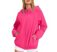 Waterproof Jackets Unisex Solid Color Raincoat Sun Protection Jacket Lightweight Outdoor Skin Coat Waterproof with Storage Bag Summer Fishing Hiking Men Women (Hot Pink, XXXXL)