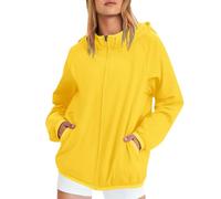Waterproof Jackets Unisex Solid Color Raincoat Sun Protection Jacket Lightweight Outdoor Skin Coat Waterproof with Storage Bag Summer Fishing Hiking Men Women (Yellow, M)
