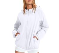 Waterproof Jackets Unisex Solid Color Raincoat Sun Protection Jacket Lightweight Outdoor Skin Coat Waterproof with Storage Bag Summer Fishing Hiking Men Women (White, XXXXL)