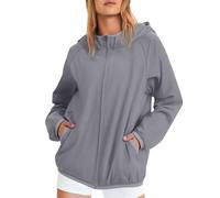 Waterproof Jackets Unisex Solid Color Raincoat Sun Protection Jacket Lightweight Outdoor Skin Coat Waterproof with Storage Bag Summer Fishing Hiking Men Women (Grey, M)