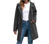 Waterproof Jackets Women Autumn Waterproof Jackets Breathable Water Proof Windbreaker Rainproof Trench Coat with Pockets Sports Jacket Raincoats Women's Clothing Plus Size Dark Gray