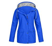 Waterproof Jackets Women Uk, Women's Lightweight Rain Jackets Plus Size Hooded Breathable Running Raincoats Active Trench Windbreaker with Hood for Cycling Hiking Gifts for Her,Blue,M,U111K