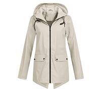Waterproof Jackets Womens Lightweight Breathable Rain Jacket Solid Color Rain Coat Hoody Windbreaker Running Active Wear Plus Size Softshell Jacket Trench Coat for Women UK Beige