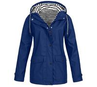 Waterproof Jackets Womens Long Hooded Rain Jacket with Pocket Outdoor Lightweight Trench Raincoat Windbreaker Walking Poncho Long Sleeve Rain Coats for Women Plus Size 8-22