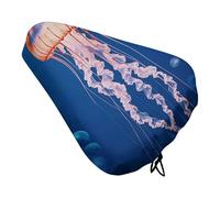 Waterproof Jellyfish Academy Bike Seat Cushion Cover, Padded Bicycle Seat Cover with Drawstring for Men Women, Wide Bike Saddles Protector for Mountain Exercise Road City Outdoor Biking