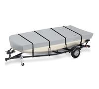 Waterproof Jon Boat Cover with Adjustable Support System, 600D Heavy Duty Trailerable Jon Boat Cover Waterproof UV Proof All Weather Protection (16-18FT)