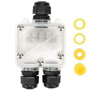 Waterproof Junction Box 3 Way, IP68 Waterproof Electrical External Clear Junction Box Outdoor 3 Way Terminal Distribution Cable Connector for Diameter 6mm-12mm Wire