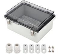 Waterproof Junction Box, Electrical Enclosure,ABS Plastic Hinged Shell Boxes Outdoor Universal Project Enclosure with Transparent Cover Stainless Steel Clip for Indoor Outdoor Use,8.7 x 6.7 x 4.3in